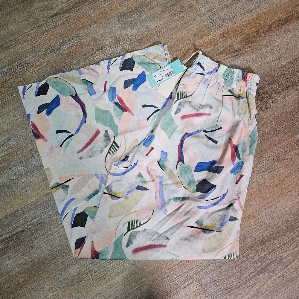 NWT Summer Wide Leg Trousers Palazo Pants Abstract Print By Shore Size L - Picture 12 of 14